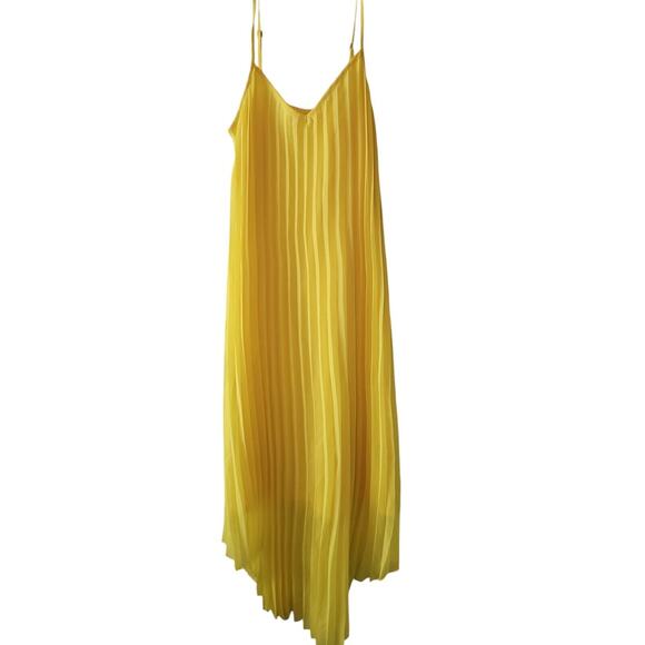 Bar III Dresses & Skirts - Bar III Dress Sz Small Pleated Yellow Sleeveless Spaghetti Straps Adjustable